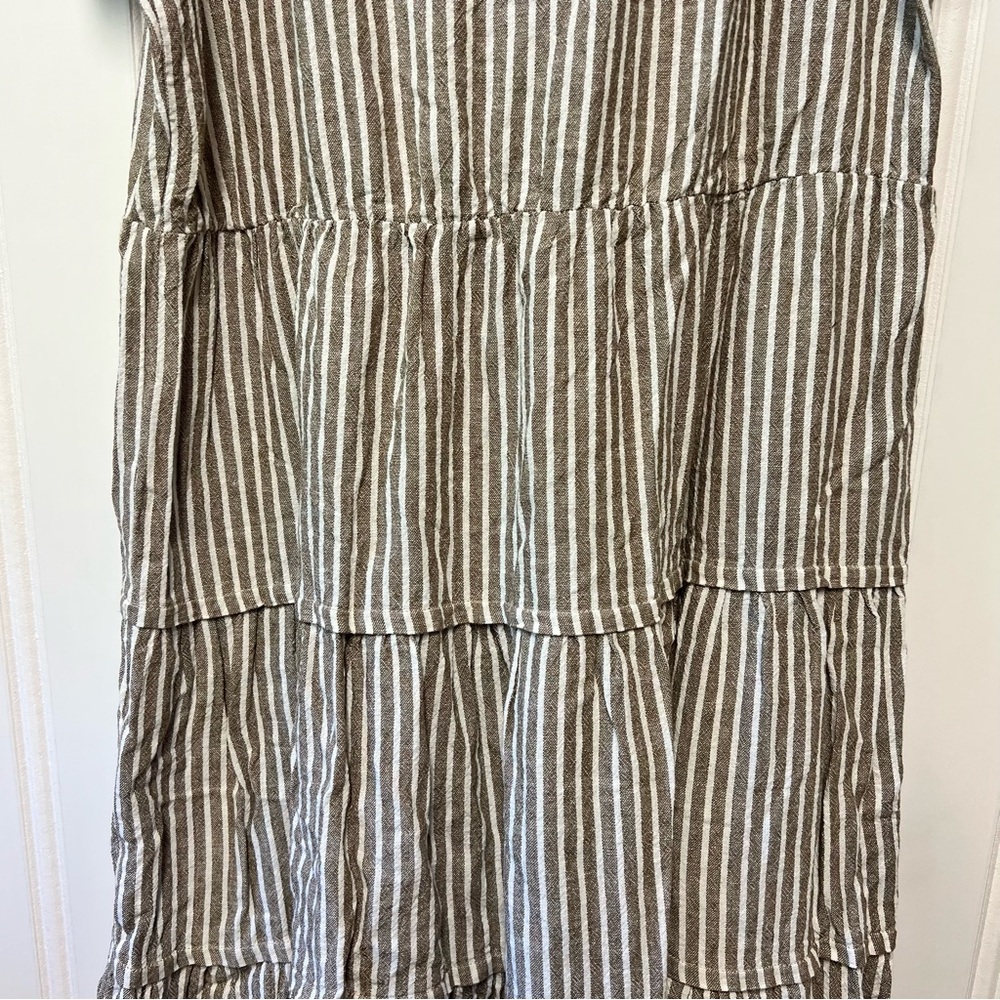 Cynthia Rowley Striped Linen Blend Tiered Dress | Size XL - Picture 2 of 7